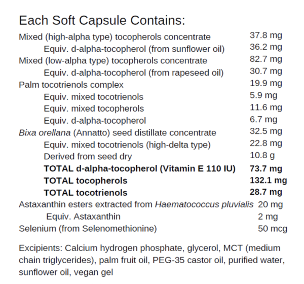 E Asta Sel - Vitanim E, Astaxanthin, Selenium